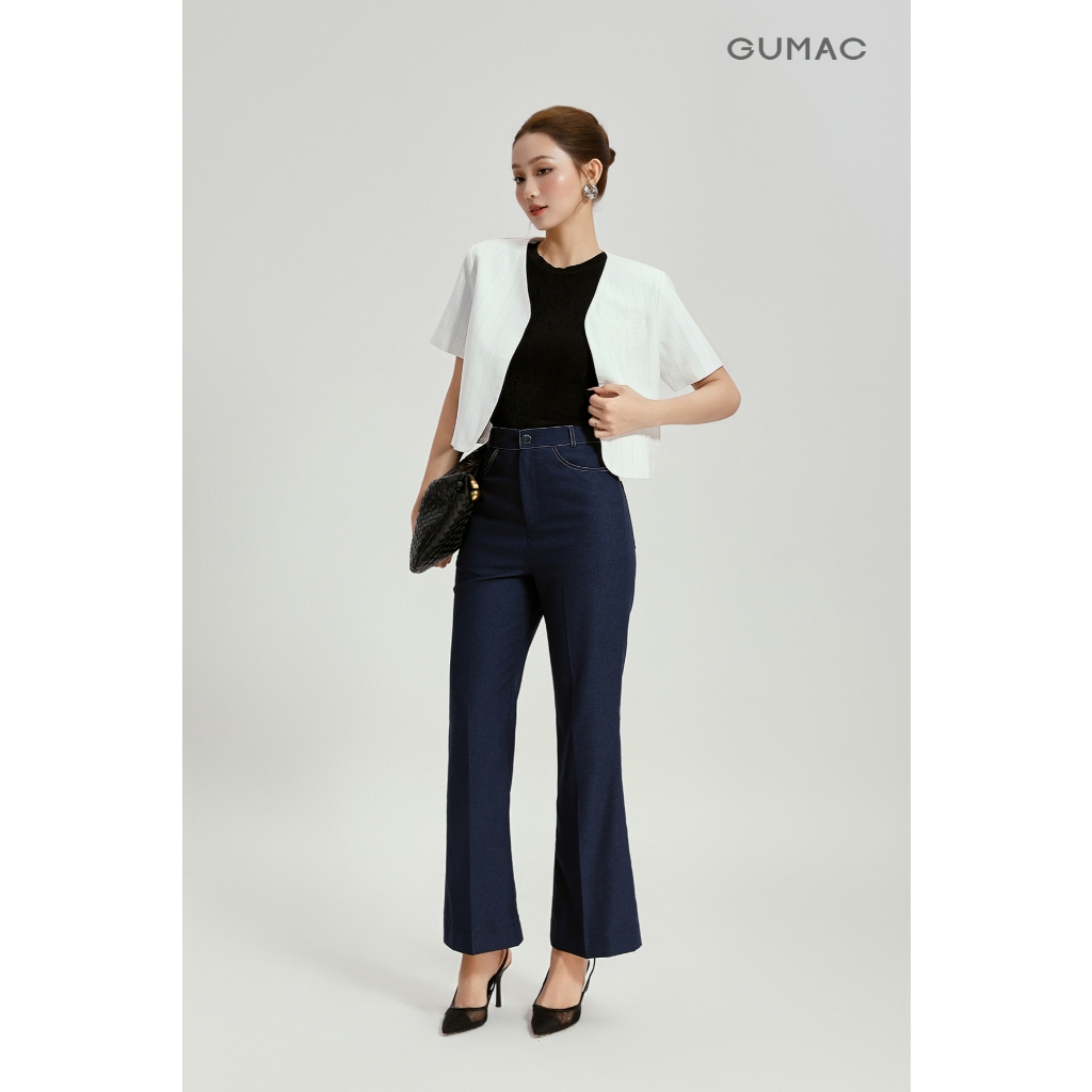 Quần Tây Nữ GUMAC Form Ống Loe Nhẹ Đường Diễu Chỉ Tinh Tế Thanh Lịch Tôn Dáng QG04014