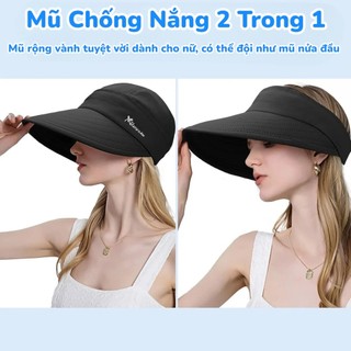 Mũ Chống Nắng Nữ Rộng Vành Đi Biển, Mũ Nửa Đầu Visor Tháo Rời 2 Kiểu, Mũ Chống Tia UV UPF50+