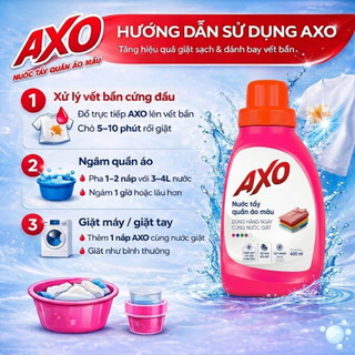 Thùng 8 Nước Tẩy Quần Áo Màu AXO 1200ml - Tẩy Mạnh, Không Mùi Khó Chịu, Tiết Kiệm