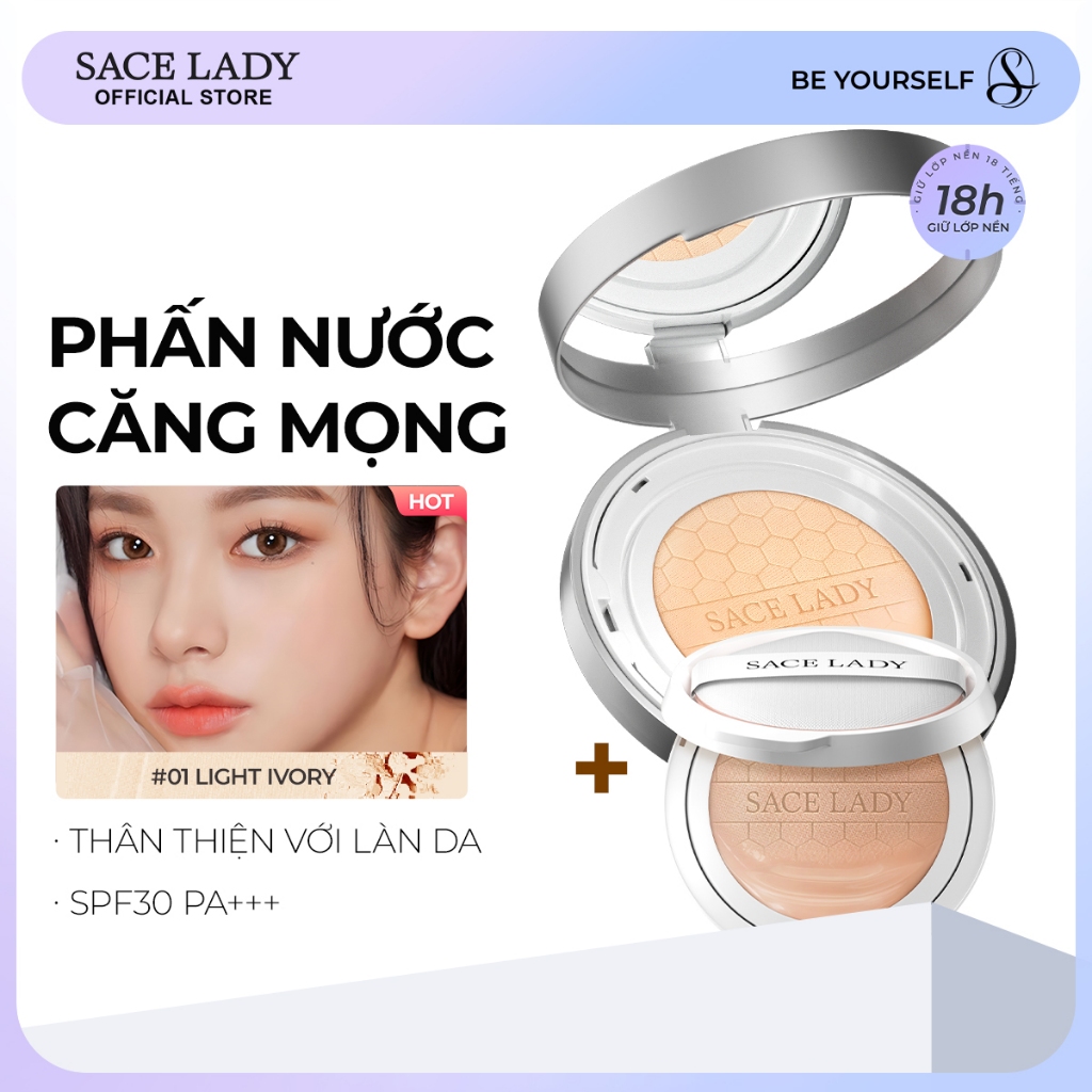 Cushion SACE LADY Phấn Nước Kem Nền Chống Thấm Nước Kiểm Soát Dầu Lâu Trôi SPF30/PA+++ Kèm Lõi