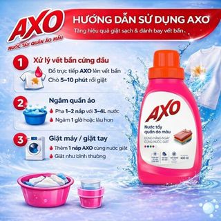 Combo 4 Chai Nước Tẩy Quần Áo Màu AXO 800ml – Giữ Màu Không Phai Tẩy Sạch Hiệu Quả