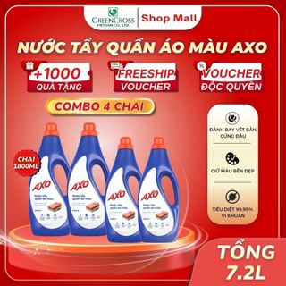 Combo 4 Chai Nước Tẩy Quần Áo Màu AXO 1800ml – Tẩy Sạch Vết Bẩn Không Bay Màu