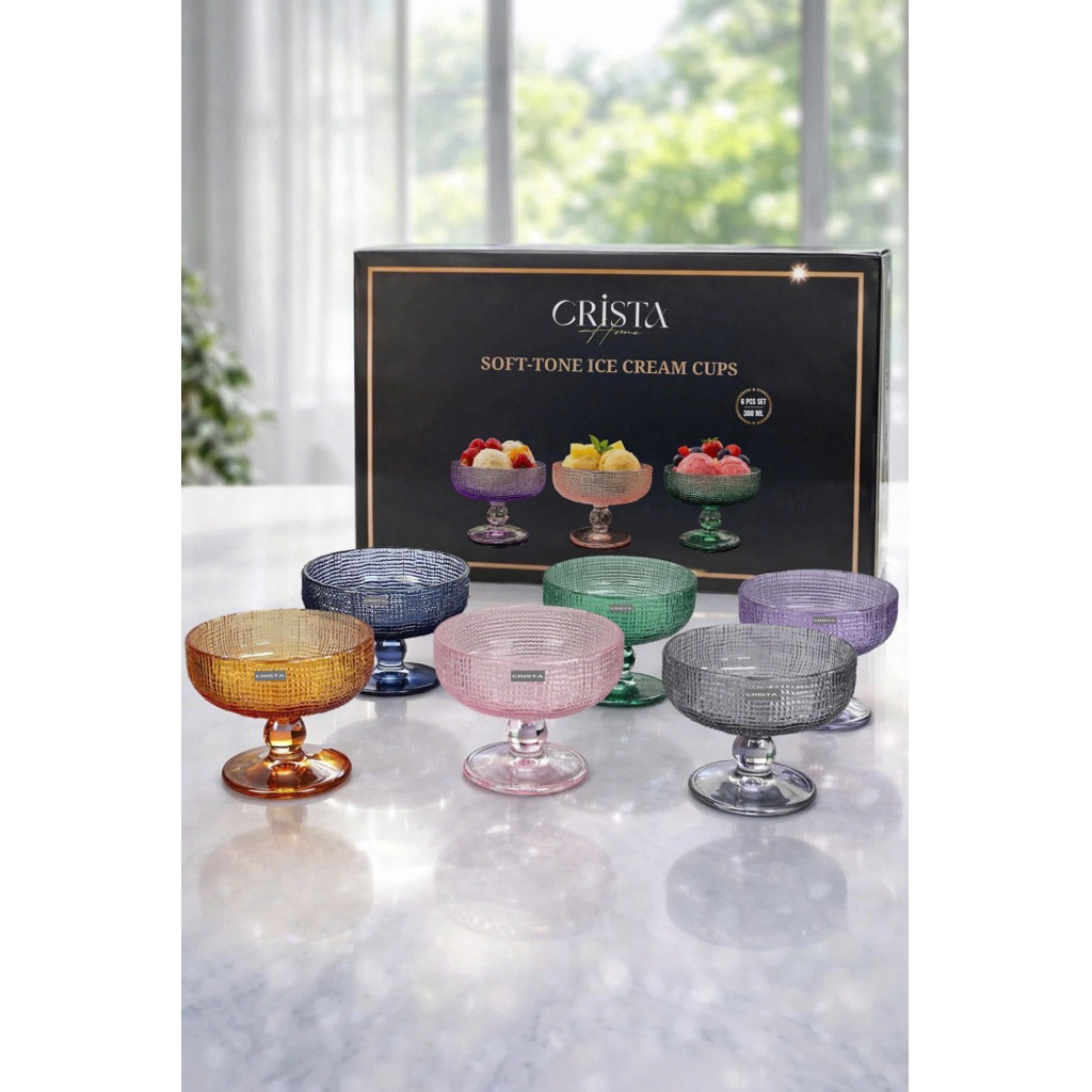 Bộ 6 Ly Kem Pastel Crista Home Chính Hãng | Ly Thủy Tinh 300ml