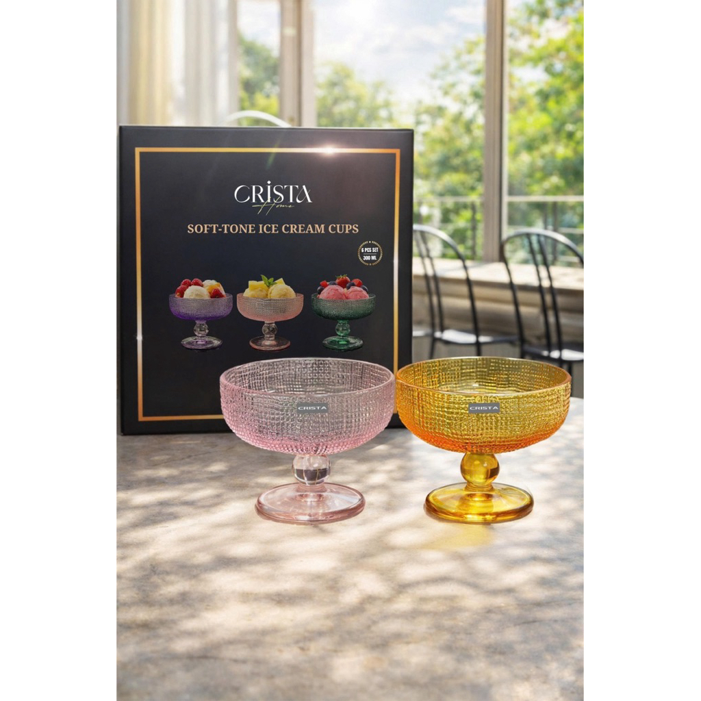 Bộ 6 Ly Kem Pastel Crista Home Chính Hãng | Ly Thủy Tinh 300ml
