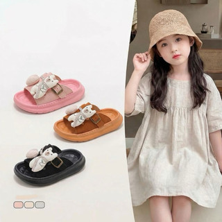 Dép lê đính thỏ cho bé gái từ 2 đến 11 tuổi siêu xinh dễ thương phom bánh mì siêu tôn dáng