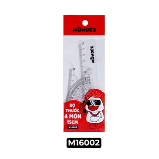 Combo 5 Bộ Thước Kẻ 4 Món Đo Độ, Eke Mondez Vẽ Hình, Đo Góc, Kẻ Nét, Dụng Cụ Học Tập