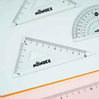 Combo 5 Bộ Thước Kẻ 4 Món Đo Độ, Eke Mondez Vẽ Hình, Đo Góc, Kẻ Nét, Dụng Cụ Học Tập