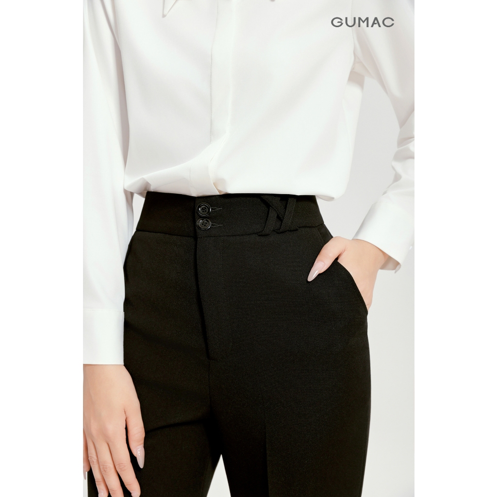 Quần Ống Loe Nữ 100cm GUMAC Quần Tây Công Sở Lưng Cao Vải Tuyết Mưa Dày Dặn Cạp Cao Tôn Dáng QG04015