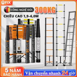 Thang nhôm Inox rút đơn các bậc thang tự động vào khóa 1.9m - 6m Dễ dàng mang theo Thang Rút Đơn Chữ I Bảo hành 2 năm