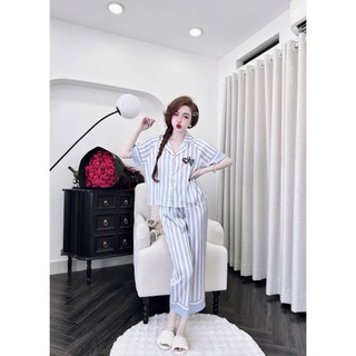 Đồ ngủ pijama tay ngắn quần 9 tấc form áo croptop xinh xắn (DB205)
