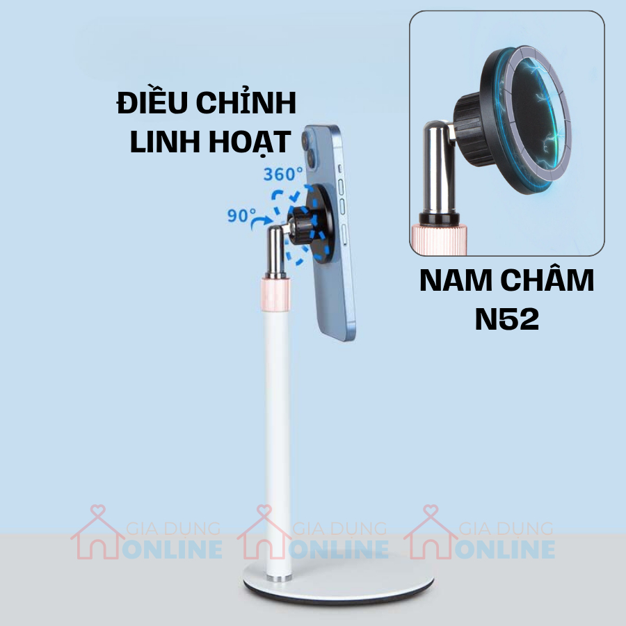 Giá đỡ nam châm gắn điện thoại, tablet để bàn có nâng hạ chiều cao QS18