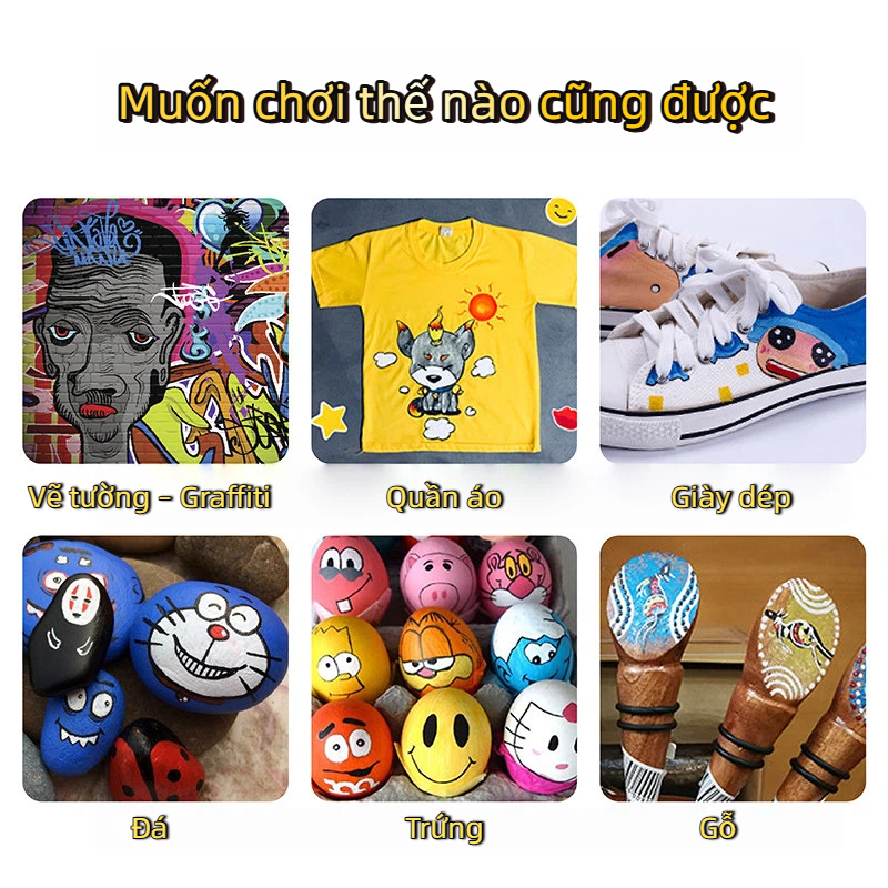 Sơn Acrylic Deli Chính Hãng - Màu Vẽ Chuyên Nghiệp Cao Cấp 100ml/300ml | Đạt Chuẩn An Toàn QCVN, Không Mùi, Màu Bền Đẹp