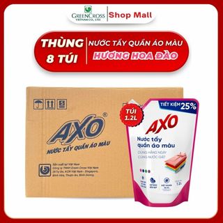 Thùng 8 Túi Nước Tẩy Quần Áo Màu AXO 1200ml - Đánh Bay Vết Bẩn Giữ Màu Bền Đẹp