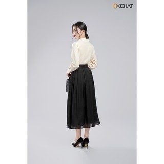 Chân Váy 𝐂𝐂𝐇𝐀𝐓 Dáng Xòe Flora 2 Túi Sườn Chất Liệu Tơ Mềm Mại 16CDV2018XT