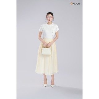 Chân Váy 𝐂𝐂𝐇𝐀𝐓 Dáng Xòe Flora 2 Túi Sườn Chất Liệu Tơ Mềm Mại 16CDV2018XT