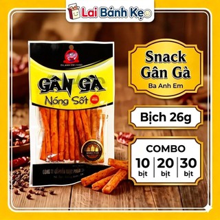 [Combo 10/20/30] Snack Gân Gà Nóng Sốt Ba Anh Em, Gói 26g - Đồ Ăn Vặt Cổng Trường Cay Cay Đậm Vị
