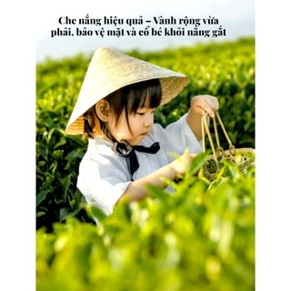 Nón Cói Cho Bé Vintage Hàn Quốc | Mũ Cói Rộng Vành Chống Nắng Đi Biển Có Dây Đeo Cho Bé