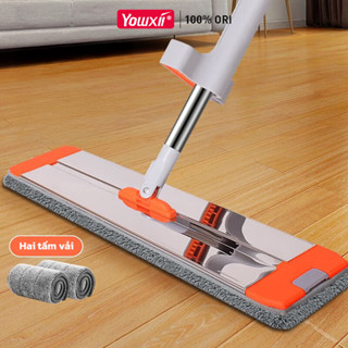YOWXII Cây Lau Nhà Tự Vắt, Bàn Lau Xoay 360 Độ, Có Tích Hợp Gạt Nước,2 Miếng Lau