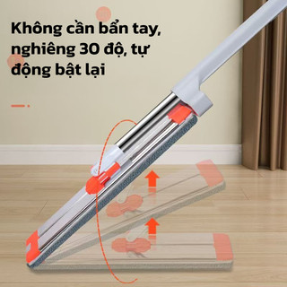 YOWXII Cây Lau Nhà Tự Vắt, Bàn Lau Xoay 360 Độ, Có Tích Hợp Gạt Nước,2 Miếng Lau