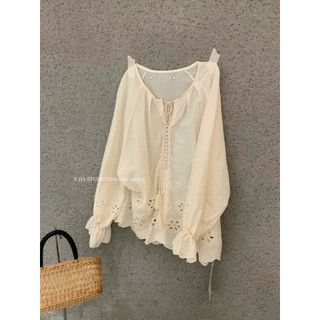 𝐏𝐡𝐢𝐞𝐧 𝐘𝐉𝐈𝐀 | 1112 Set Thô Thêu Màu Be Ngà Basic Nhẹ Nhàng Freesize <70kg