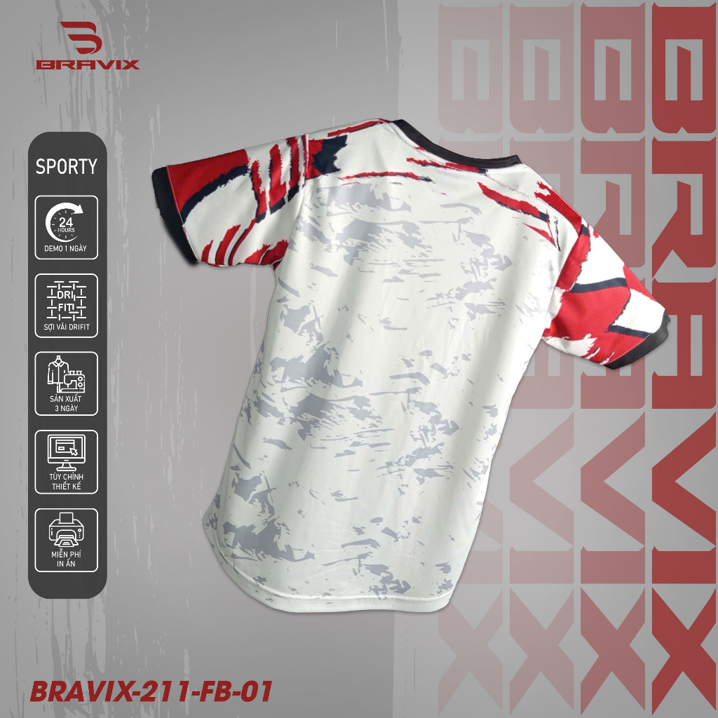 Bravix Bộ Quần Áo Bóng Thiết Kế - BST FB-01 Hiện Đại Chất Liệu VẢI MÈ DRIFIT Cao Cấp Thấm Hút Mồ Hôi Tốt -  Size S-2XL