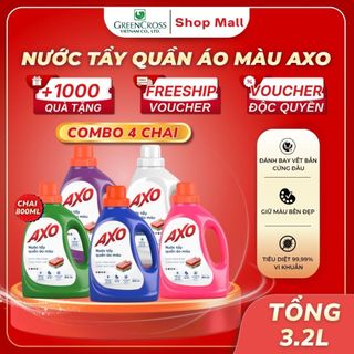 Combo 4 Chai Nước Tẩy Quần Áo Màu AXO 800ml – Giữ Màu Không Phai Tẩy Sạch Hiệu Quả