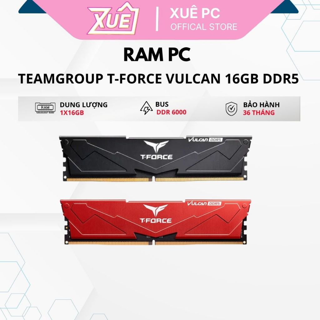 Ram TeamGroup T-Force Vulcan Z RED 16GB - 3200MHz DDR4 Tản dày