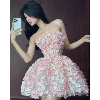 Đầm Xòe Công Chúa 3D Hoa Nổi Cao Cấp – Váy Cúp Ngực Dự Tiệc Sang Chảnh, Đính Hoa Lấp Lánh, Form Tôn Dáng Quyến Rũ