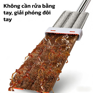 YOWXII Cây Lau Nhà Tự Vắt, Bàn Lau Xoay 360 Độ, Có Tích Hợp Gạt Nước,2 Miếng Lau