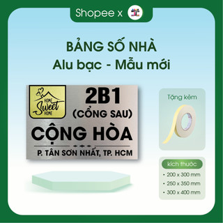 [Mẫu mới] Bảng, biển số nhà, phòng, biệt thự, chung cư kt 20x30,25x35. Chất liệu Alu bạc - vàng