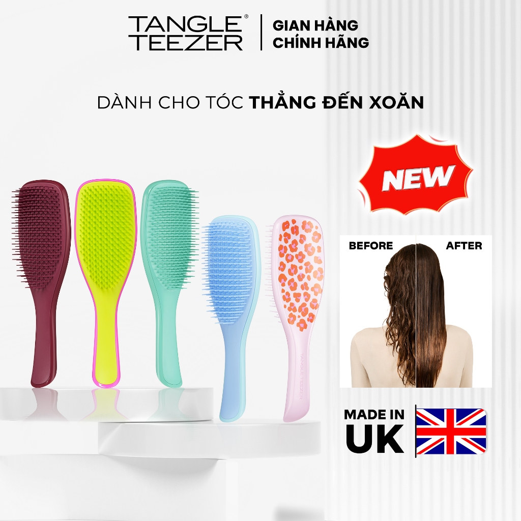 Lược gỡ rối Tangle Teezer, The Ultimate Detangler, gỡ rối tối ưu tóc thẳng, xoăn, chải được tóc ướt