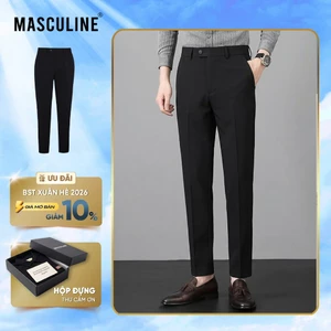 Quần âu nam MASCULINE MBR26D - Form ôm Beggi Relax trẻ trung vải cotton co giãn màu đen công sở