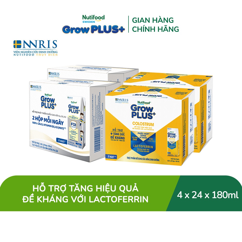 Combo 2 Thùng 24 hộp SBPS GrowPLUS+ Cao lớn vượt trội 180ml + 2 Thùng 24 hộp SBPS GrowPLUS+  Colostrum Lactoferrin 180ml