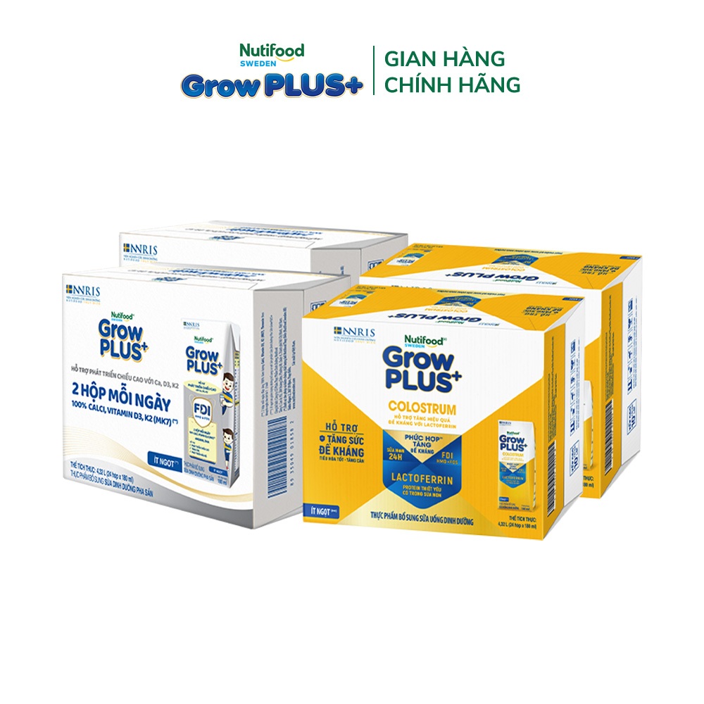 Combo 2 Thùng 24 hộp SBPS GrowPLUS+ Cao lớn vượt trội 180ml + 2 Thùng 24 hộp SBPS GrowPLUS+  Colostrum Lactoferrin 180ml