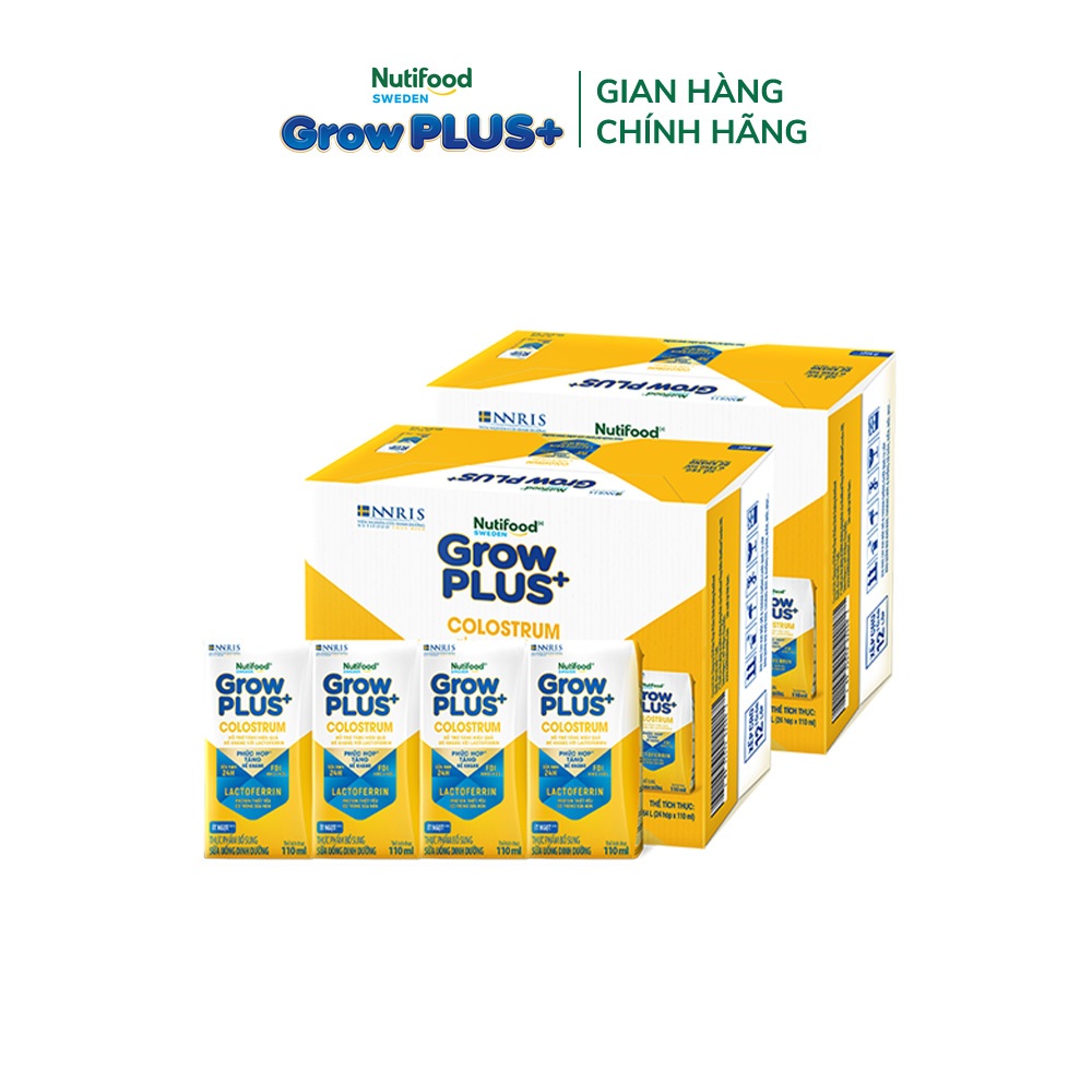 Combo 2 Thùng 24 hộp Sữa bột pha sẵn Nutifood Sweden GrowPLUS+ Colostrum Lactoferrin 110ml