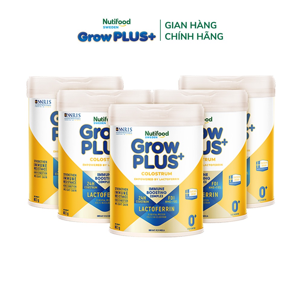 Combo 5 Sữa bột Nutifood Sweden GrowPLUS+ Colostrum Lactoferrin 0+ 800g