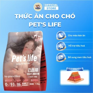 Thức ăn cho Chó Pet's Life, Công thức không độn ngũ cốc túi 1,5kg siêu Topping cho Chó - giahuypetshop