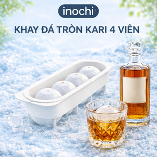 Khay Đá Tròn Kari 4 Viên - Nhựa PP An Toàn, Kháng Khuẩn, Nắp Kín - Thiết Kế Nhật Bản