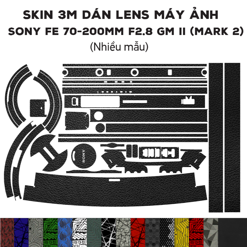 Skin dán Lens Sony FE 70-200mm f2.8 GM II (Mark 2) (Nhiều mẫu) | Decal Film 3M dán bảo vệ ống kính máy ảnh 70-200 mm