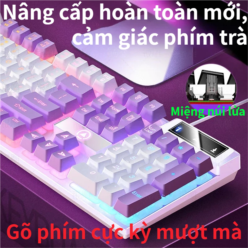 Bộ bàn phím, chuột, tai nghe có dây USB K500 | Trợ lý Gaming & Văn Phòng | Cảm giác cơ siêu mượt | Bàn phím màng