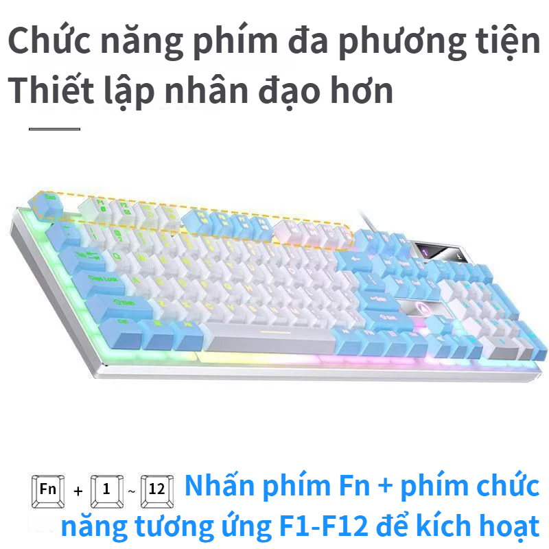 Bộ bàn phím, chuột, tai nghe có dây USB K500 | Trợ lý Gaming & Văn Phòng | Cảm giác cơ siêu mượt | Bàn phím màng