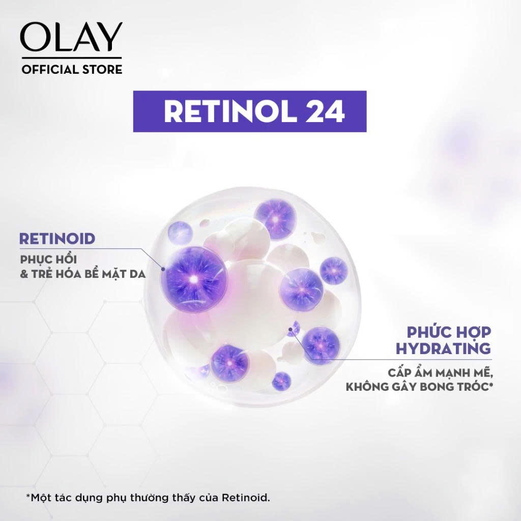 Combo 2: Kem Dưỡng Ẩm Ban Đêm + Serum OLAY RETINOL24 Giúp Mờ Nếp Nhăn 50G + 30ML