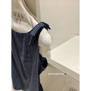 𝐏𝐡𝐢𝐞𝐧 𝐖𝐆𝐖𝐄 | (Sẵn) w9272 Áo Sát Nách Nơ Vai Kẻ Caro Nhỏ Xanh Dương Navy