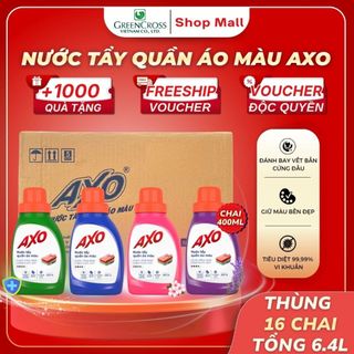 Thùng 16 Chai Nước Tẩy Quần Áo Màu AXO 400ml – Giữ Màu Sáng Mới Tẩy Sạch Hiệu Quả