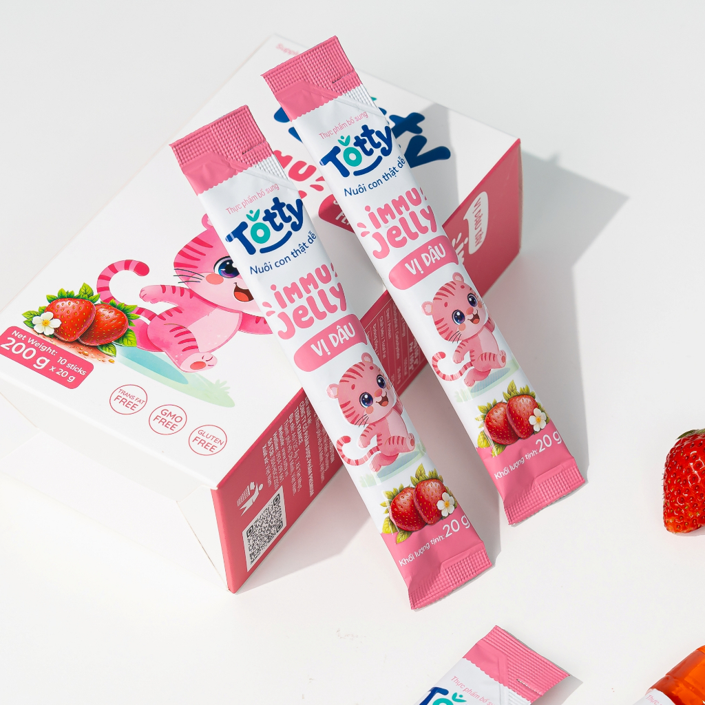 [Thực Phẩm Bổ Sung] Combo 3 Hộp Thạch Trái Cây Cho Bé Totty Jelly, Bổ Sung L-Lysine, Kẽm, Vitamin Từ Trái Cây Đủ Vị
