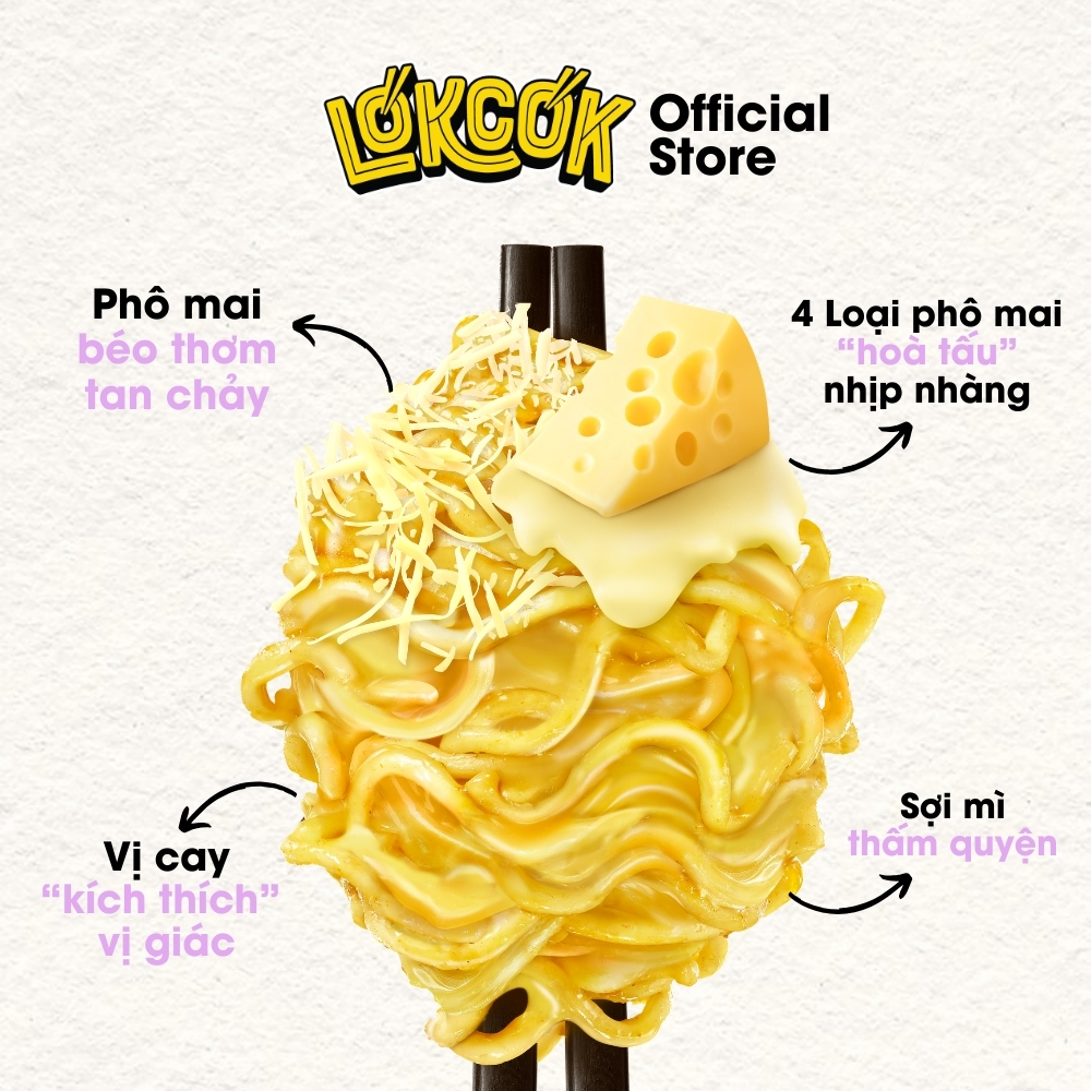 [Chính Hãng] Thùng 12 Tô Mì Trộn Xốt Hương Vị 4 Loại Phô Mai LOKCOK 12 Tô x 101G