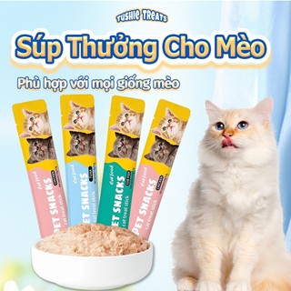 Súp Thưởng Cho Mèo,Soup Thưởng Dành Cho Mèo Con Và Trưởng Thành,thức ăn đồ ăn ướt pate cho mèo thanh 15gr