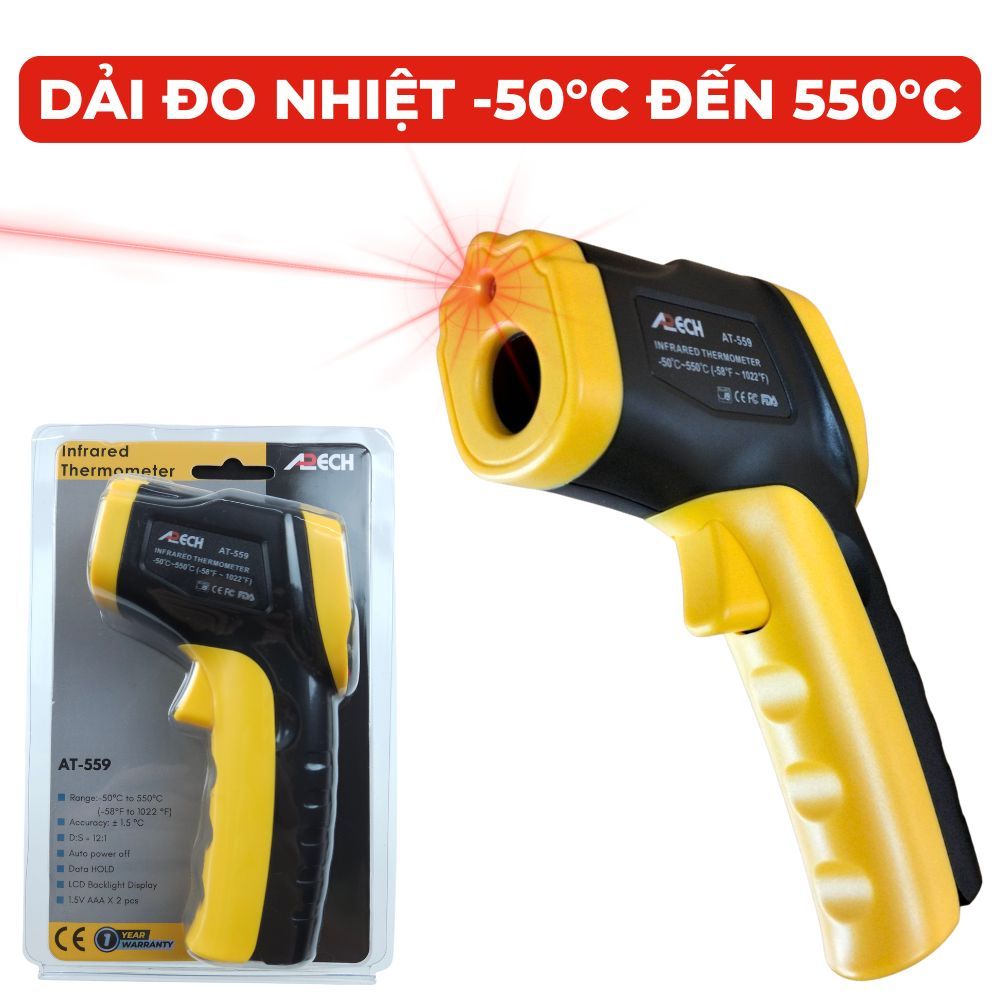 Máy Đo Nhiệt Độ Hồng Ngoại APECH AT-559 -50°C Đến 550°C Chế Độ HOLD Độ Chính Xác Cực Cao