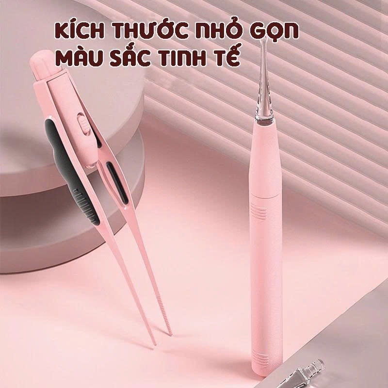 Bộ lấy ráy tai có đèn led cho bé 3in1 siêu sáng pin sạc lại, Dụng cụ vệ sinh tai bằng Silicon mềm không đau rát, an toàn
