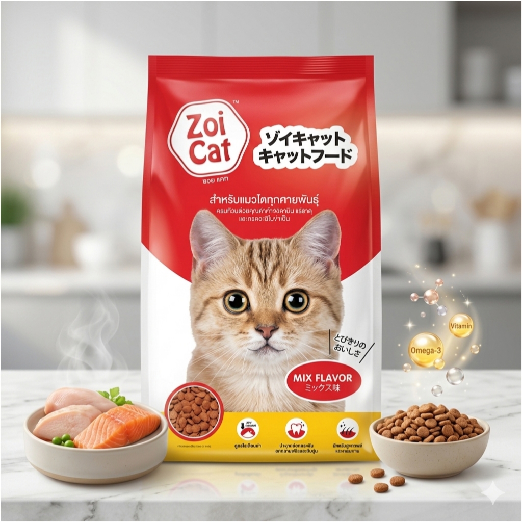 Thức ăn cho mèo , Hạt Zoi Cat cho mèo mọi lứa tuổi giúp chăm sóc da lông óng mượt túi 1kg